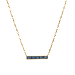 Collier pierre de naissance en or 18 carats avec cinq pendentifs saphir bleu rectangulaires