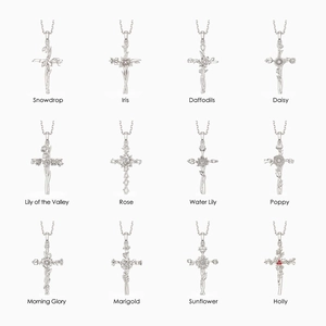 Collection de douze pendentifs croix floraux vintage au fini argenté poli et fin