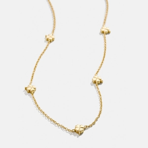 Collier en acier inoxydable doré poli avec plusieurs breloques trèfles 3D