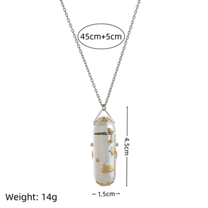 Collar medallón de cápsula plateado con dijes de estrella y nube dorada, 45cm más 5cm