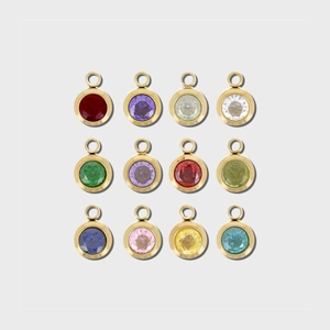 Lot de 12 pendentifs vintage plaqués or 18 carats avec cristaux de zircon ronds colorés