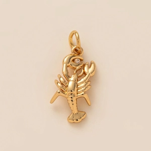 Polierter goldener Hummer-Anhänger mit funkelndem Kristall für Halsketten und Armbänder