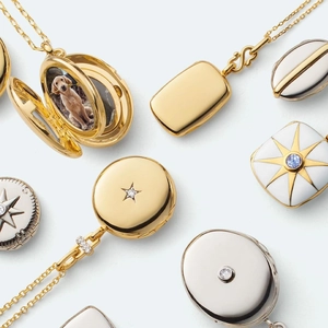 Vintage locket pendant necklaces in gold and silver with photo storage for family gifts