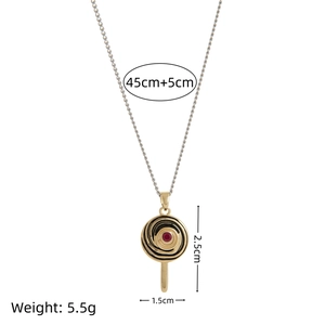Lollipop donut pendant necklace with colorful zircon and 18k gold plating details