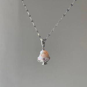 Collier élégant en perles avec pendentif sundae rose pour femme bijoux