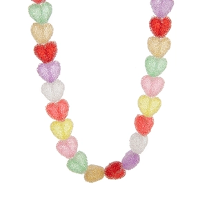 Colorful resin heart bead necklace with frosted texture and sweet candy-style aesthetic
