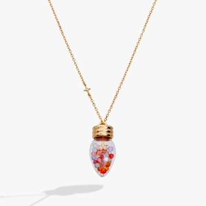 Collana dorata con ciondolo a stella e perline colorate in pendente di vetro