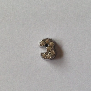 Pendentif chiffre 3 argenté avec cristaux pour colliers DIY et bijoux de luxe