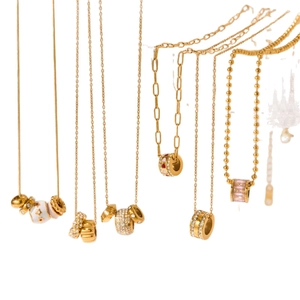 Chic gold-plated waist cylinder pendant necklaces in multiple stylish chain styles