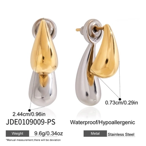 Orecchini a goccia in acciaio inossidabile con design bicolore oro e argento