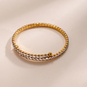 Luxuriöses vergoldetes zweilagiges Zirkon-Wickelarmband mit funkelnden Kristallakzenten