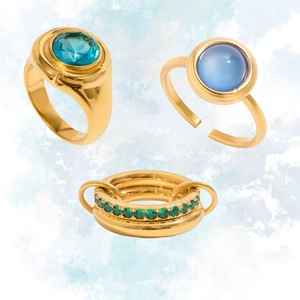 Klassische Ringe aus 18K vergoldetem Edelstahl mit bunten Edelsteinen in Designs