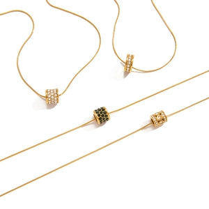 Chic Gold Malachit Anhänger Halsketten mit Smaragd Zirkon Zylinder Anhängern