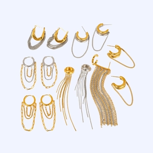 Stainless Steel Tassel Stud Earrings For Women Waterproof Hypoallergenic Gold Silver Geometric Chain Dangle Earrings Fashion Jewelry