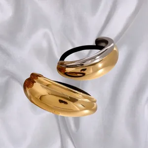U-shaped stainless steel hair tie set with irregular metallic mirror finish charms