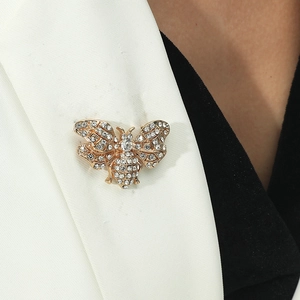 Vintage Alloy Rhinestone Bee Brooch For Women Fashion Insect Animal Lapel Pin Jewelry Clothing Accessories Gold Silver