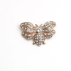Vintage gold bee brooch with sparkling rhinestones and crystal accents for women