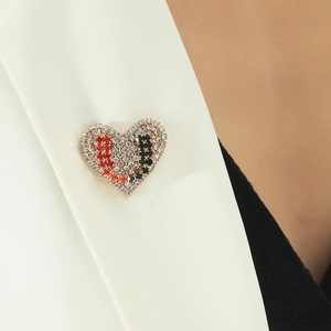 Spilla a Forma di Cuore con Lettera U in Lega Vintage per Donna Intarsiata con Strass Completi Placcata in Oro Gioielli di Moda