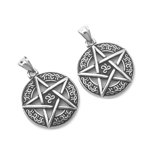 Vintage roestvrijstalen viking pentagram hanger met verfijnde antieke afwerking details
