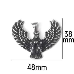 Detailweergave van de roestvrijstalen adelaarshanger met afmetingen 38mm bij 48mm