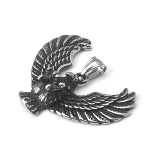 Vintage roestvrijstalen adelaar hanger met gedetailleerde veren in punk rock stijl voor