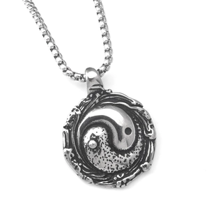 Vintage Stainless Steel Tai Chi Yin Yang Pendant Necklace Chinese Taoist Symbol Hip Hop Punk Rock Style Jewelry For Men Women