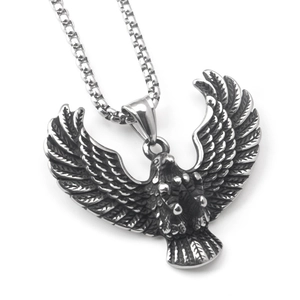 Vintage Roestvrij Staal Adelaar Hanger Ketting Voor Mannen Hip Hop Rock Punk Stijl Antiek Zilver Adelaar Vleugels Verspreid Sieraden