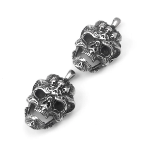 Pendenti a teschio in acciaio inossidabile retrò con incisioni in stile vintage gothic rock