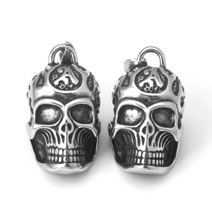 Pendentifs crâne en acier inoxydable vintage avec gravure A pour colliers punk rock