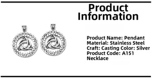 Détail du Triquetra viking et des runes Elder Futhark sur pendentif en acier