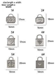 Detailed size guide for heart and fleur-de-lis stainless steel jewelry charms and pendants