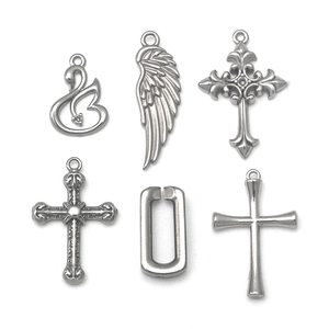 Stainless Steel Cross Wing Swan Pendant Charms For DIY Necklace Bracelet Jewelry Making Supplies Vintage Silver Tone Accessory