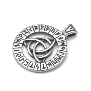 Collier pendentif Viking en acier inoxydable avec nœud celtique et runes nordiques