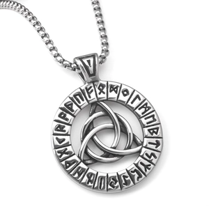 Collier Pendentif Nœud Celtique Viking en Acier Inoxydable pour Hommes Femmes Runes Nordiques Amulette Bijoux Rétro Hip Hop Punk
