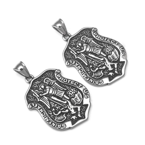 Saint Michael Archangel shield pendant in stainless steel with religious engraving