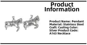 Detail of silver stainless steel horse zodiac pendant with casting process specifications