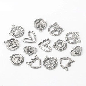 Assorted stainless steel heart and cross charms for DIY jewelry making and crafts
