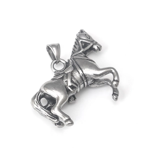 Retro stainless steel jumping horse pendant with vintage punk style for men and women