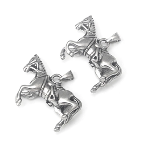 Vintage stainless steel war horse pendant in rock punk style for necklaces