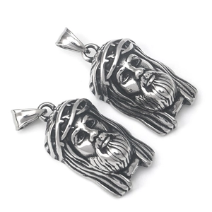 Vintage stainless steel Jesus head pendant with crown of thorns for DIY jewelry
