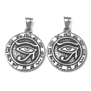 Vintage Stainless Steel Eye Of Horus Pendant Necklace For Men Women Retro Egyptian Hieroglyphs Amulet Jewelry Gift