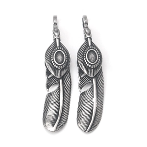 Vintage Roestvrij Staal Veer Hanger Halsketting Voor Heren Dames Retro Indiase Stijl Geoxideerd Zilveren Sieraden Cadeau