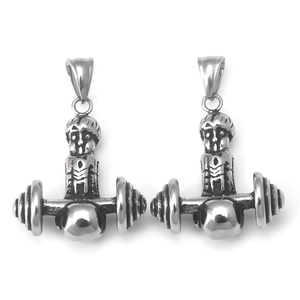 Vintage Stainless Steel Weightlifter Pendant Necklace For Men Fitness Dumbbell Gym Sporty Hip Hop Style Jewelry Gift