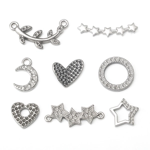 Dijes Colgantes de Acero Inoxidable Estrella Luna Corazón Redondo DIY Accesorios de Strass para Hacer Collares Pulseras