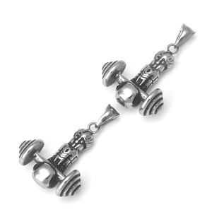 Vintage stainless steel weightlifter charms with barbell for gym jewelry making