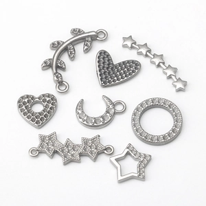 Set de colgantes de acero inoxidable para joyas DIY con luna estrella y corazón
