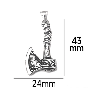 Διαστάσεις μενταγιόν τσεκούρι Viking με ύψος 43mm και πλάτος 24mm για λεπτομέρεια