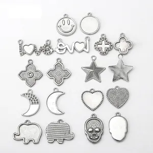 DIY stainless steel jewelry charms including smile, moon and stars for crafts