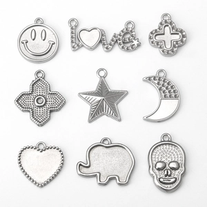 Stainless Steel DIY Jewelry Pendants Smiley Face Love Letter Star Moon Heart Elephant Skull Charms For Jewelry Making
