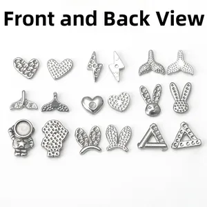 Lot de pendentifs en acier inoxydable argenté avec motifs cœur et éclair pour bijoux DIY